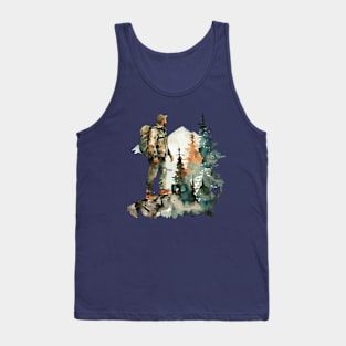 Trailblazing Adventures Watercolor Style Hiking Scene Tank Top